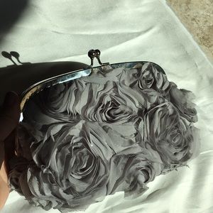 Silver Rose Clutch with Crossbody Chains